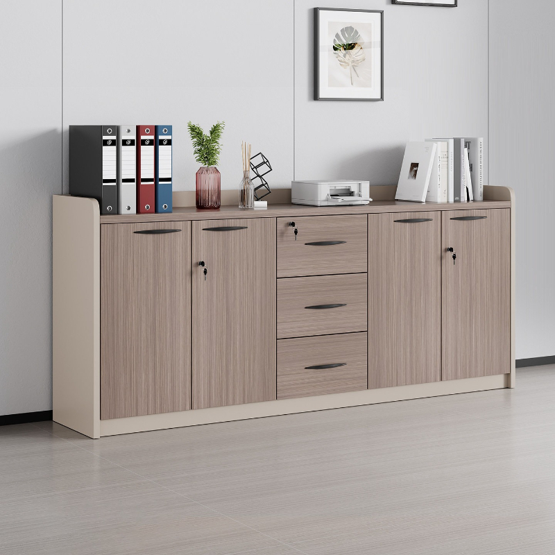 Credenza Office Storage - خزانة تخزين خشبية حديثة منخفضة للمكاتب،