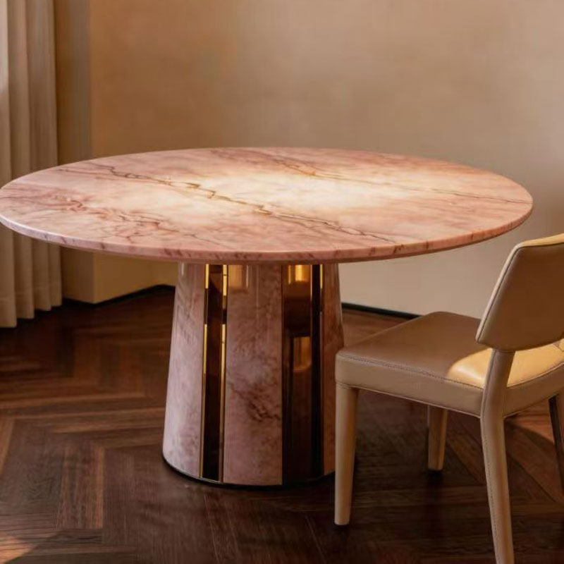 Office Furniture Custom - طاولة طعام رخامية دائرية أنيقة وعصرية