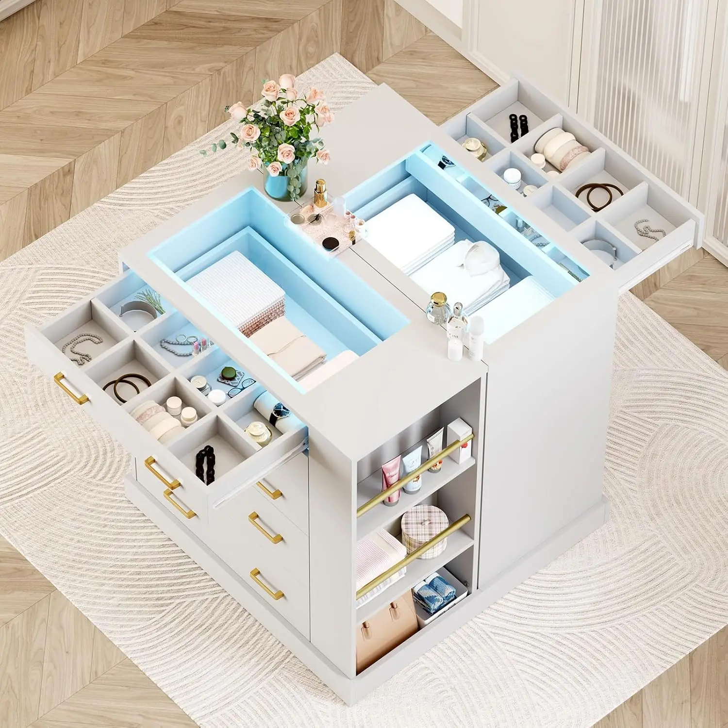 Office Furniture Modern - خزانة ملابس مع رفوف مفتوحة، خزانة