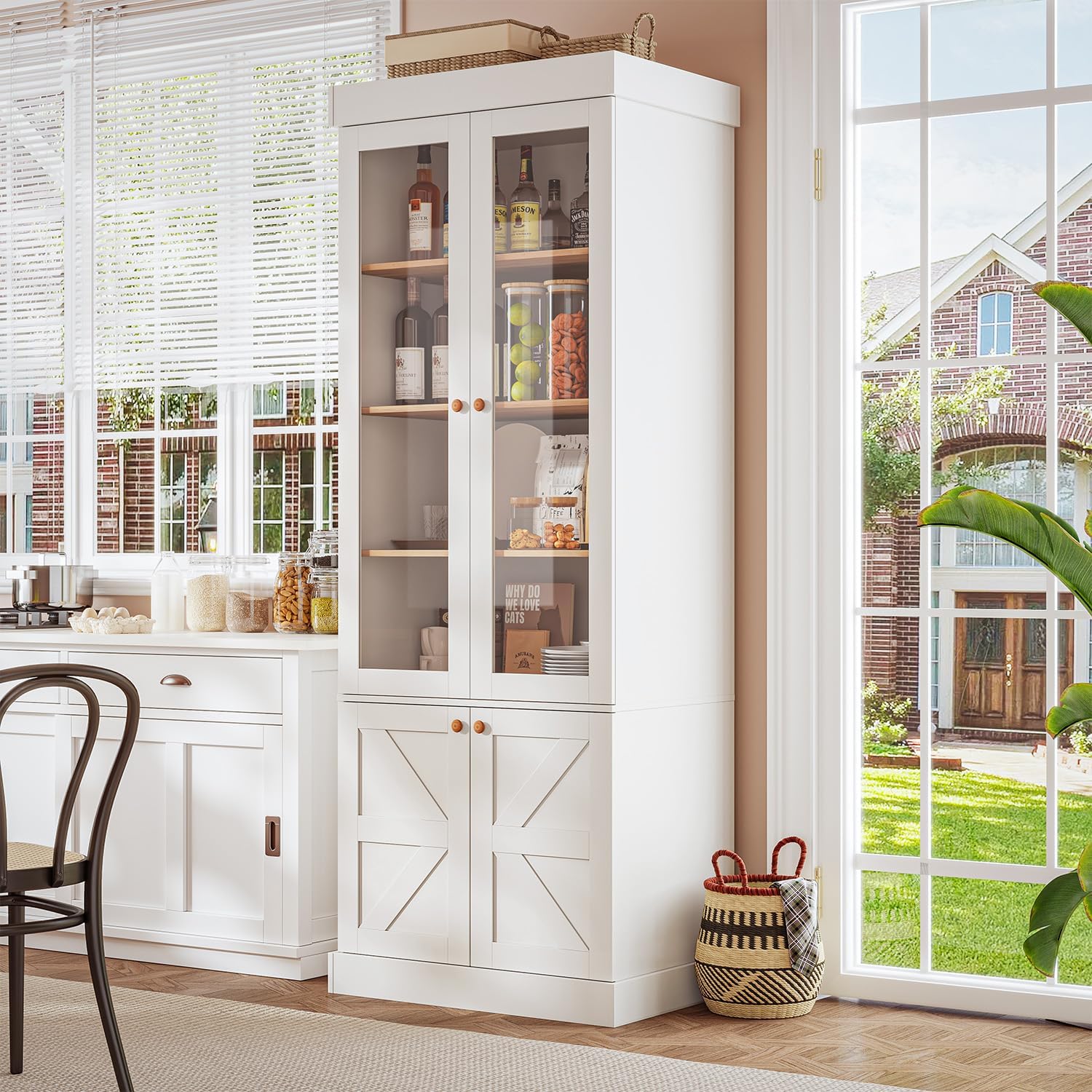 Credenza Office Storage - خزانة عرض كتب طويلة بتصميم المزرعة،