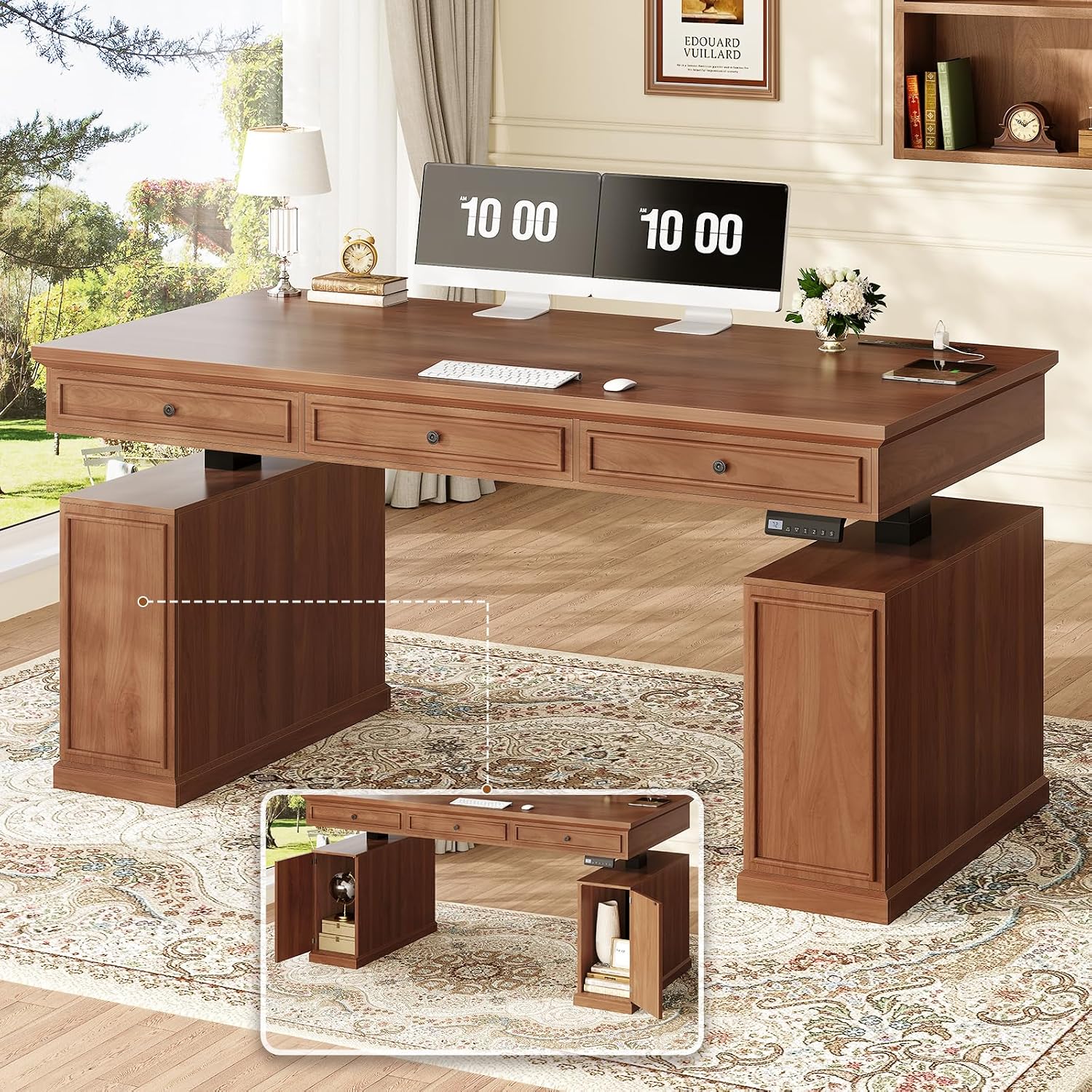 Office Furniture Custom - مكتب كهربائي قابل للتعديل الارتفاع بطول