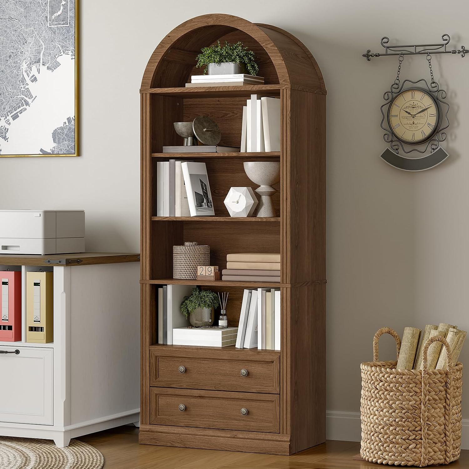 Office Furniture Custom - رف كتب مقوس بـ 7 طبقات