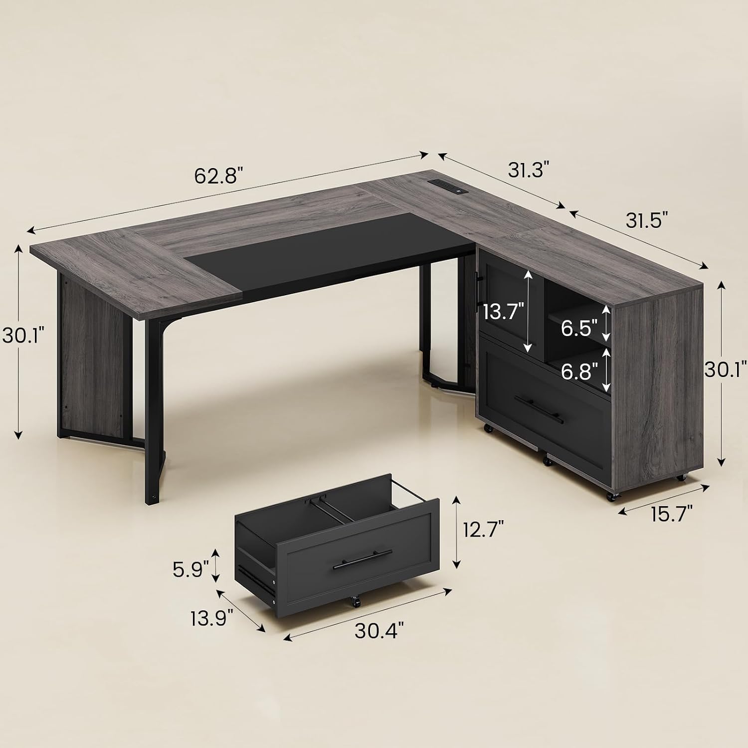 مكتب تنفيذي بطول 63 بوصة مع خز - مراجعة Office Furniture Custom وسعره