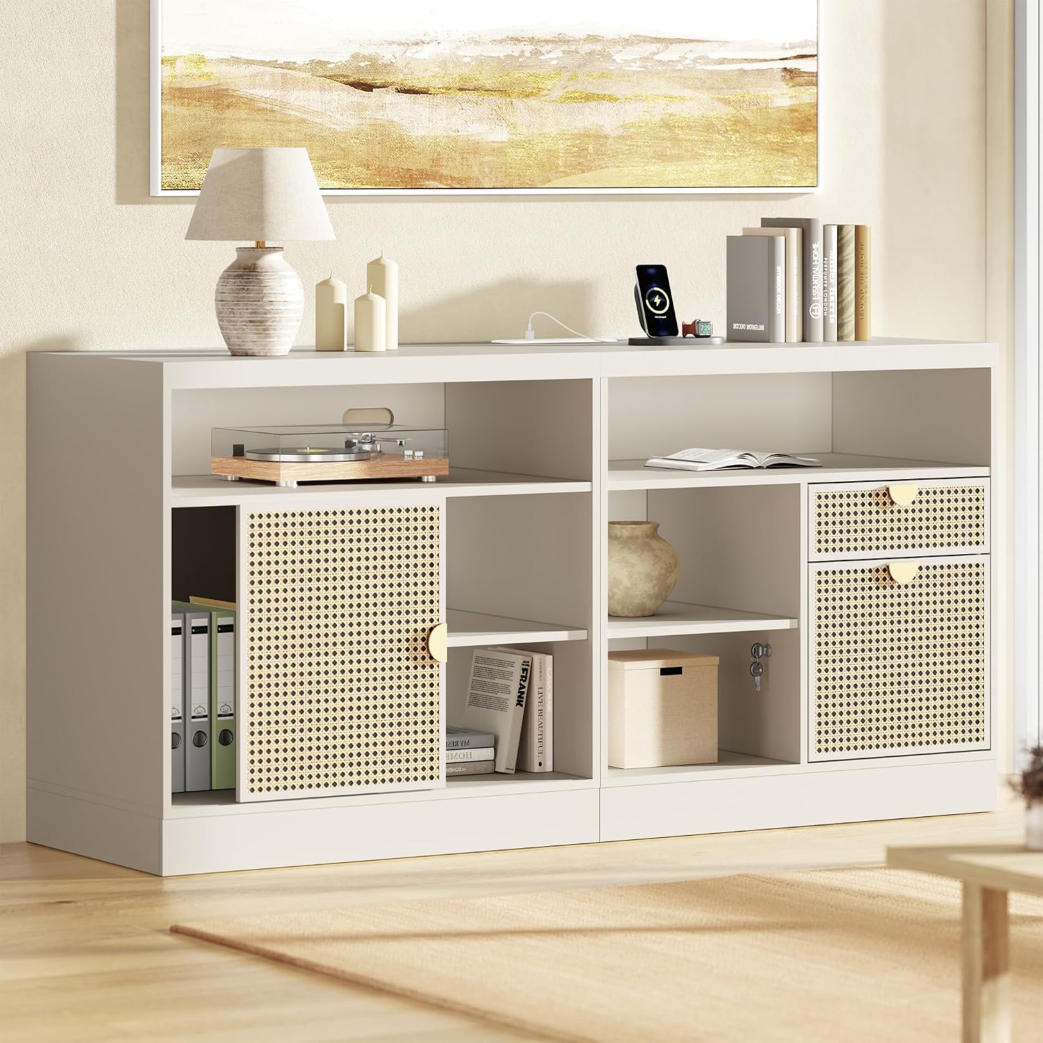 خزانة 63 بوصة مع درجين وقفل وم - مراجعة Credenza Office Storage وسعره