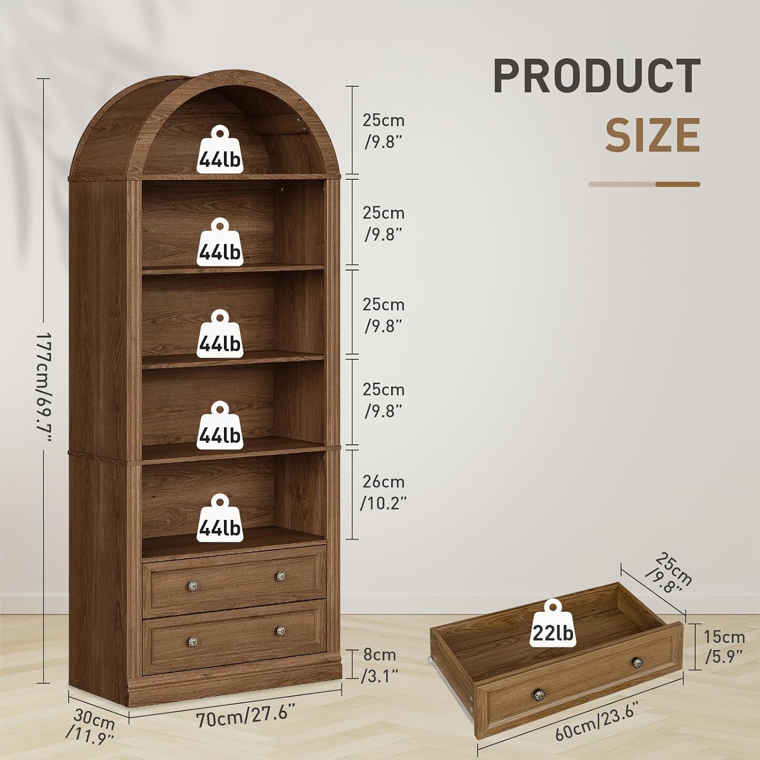 رف كتب مقوس بـ 7 طبقات و2 أدرا - مراجعة Office Furniture Custom وسعره