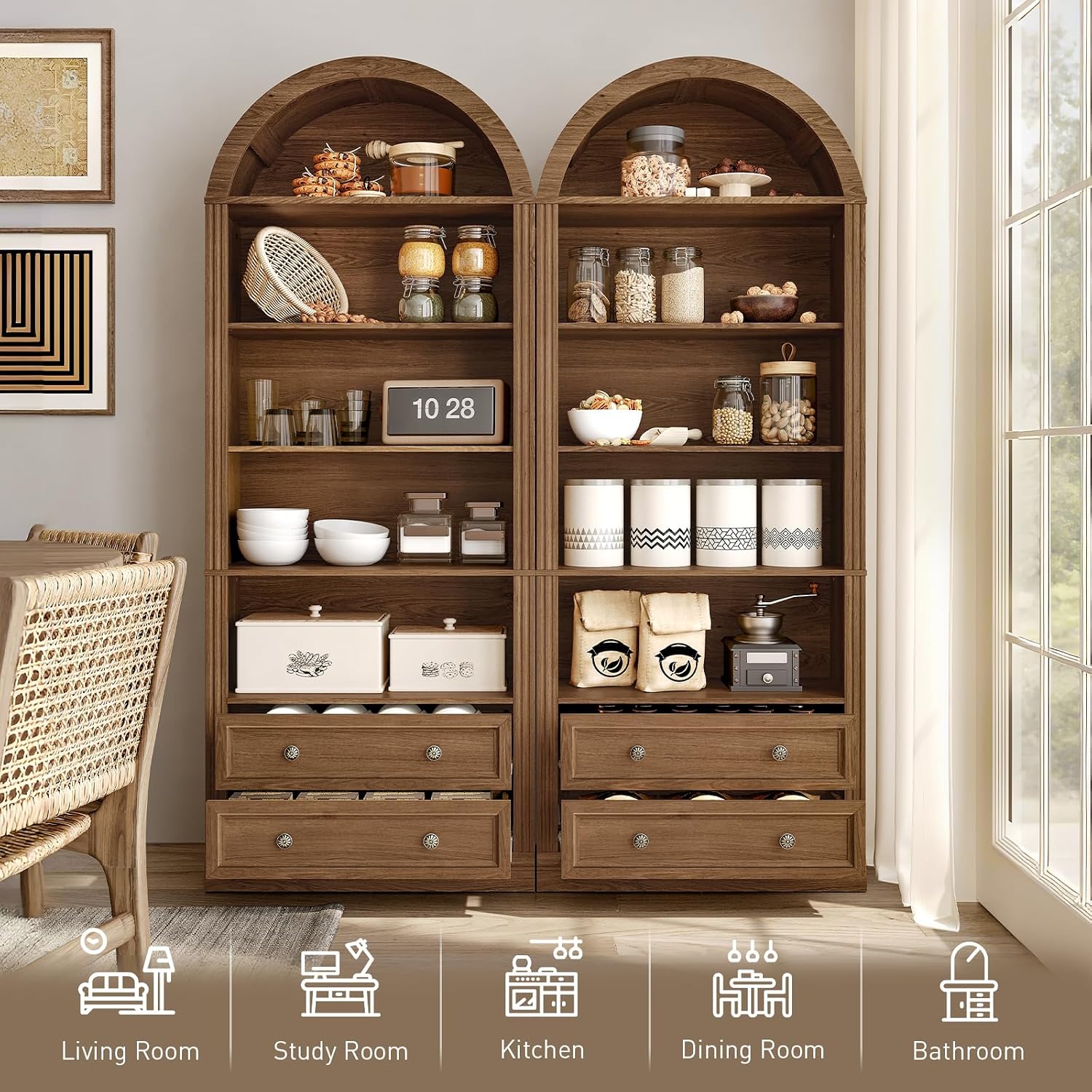 رف كتب مقوس بـ 7 طبقات و2 أدرا - مراجعة Office Furniture Custom وسعره