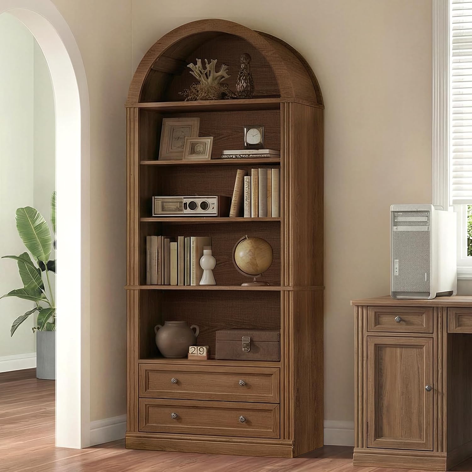 رف كتب مقوس بـ 7 طبقات و2 أدرا - مراجعة Office Furniture Custom وسعره